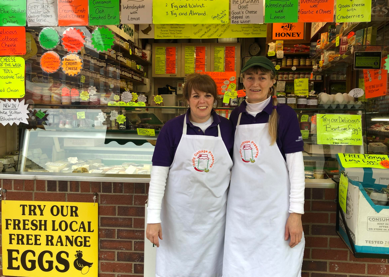 Patricia Catterall and Yvonne Madden at Pat's Market Cheese Shop in Chorley