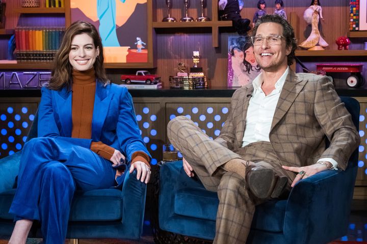 Anne Hathaway and Matthew McConaughey on "Watch What Happens Live With Andy Cohen." 