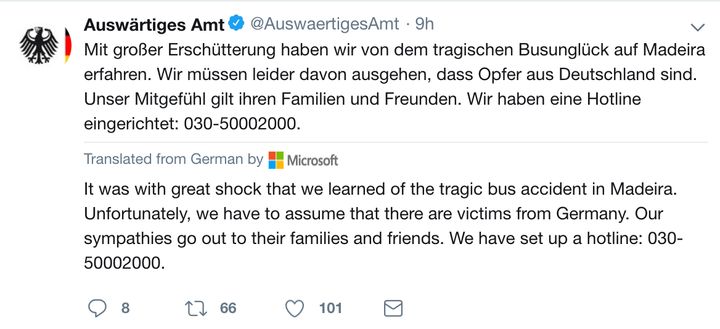 Tweet from the German foreign ministry
