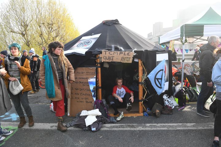 Extinction Rebellion protesters on the street