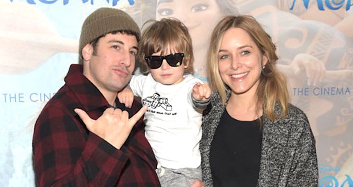 Jenny Mollen, pictured with Jason Biggs and Sid in 2016, said their son is now eating ice cream cones and recovering at home.