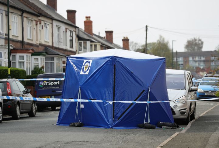 A police tent on Church Road in Erdington, Birmingham 