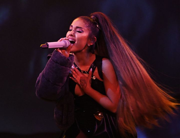  Ariana Grande performs onstage during the Sweetener World Tour in March. 