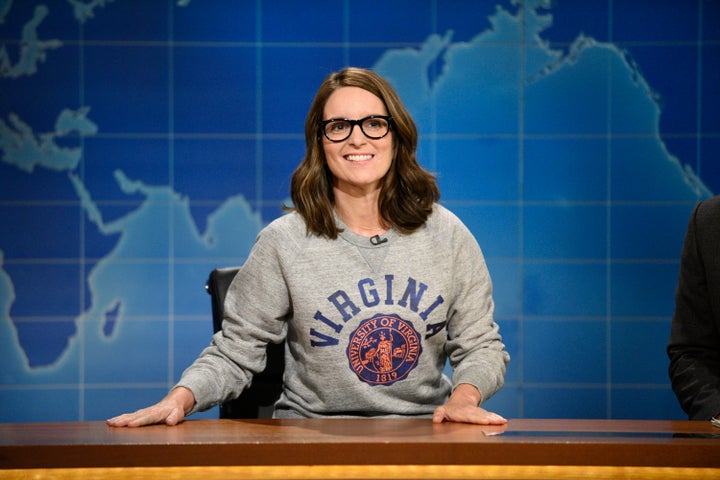 Tina Fey appears on "Weekend Update" on "Saturday Night Live" in 2017.