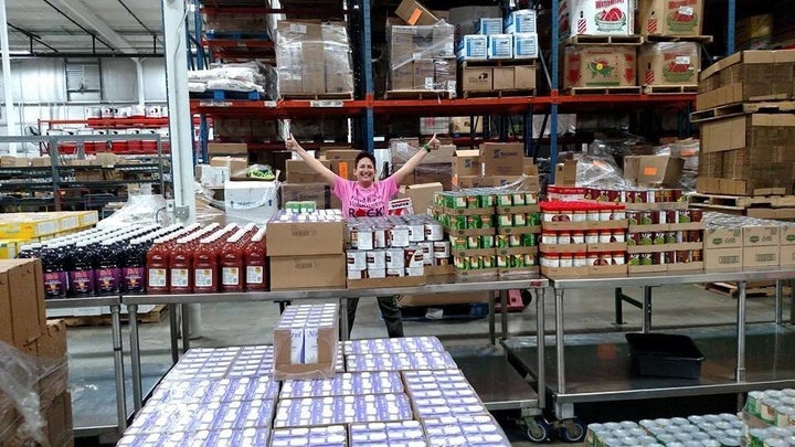 Food boxes assembled as part of the USDA's Commodity Supplemental Food Program provide healthy food to low-income elderly people.