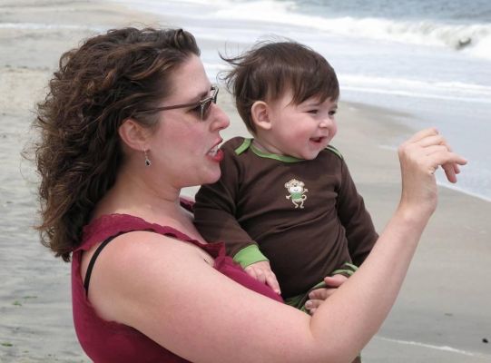 Me showing Noah the ocean for the very first time as a baby. I was telling him about all the sea creatures that lived out there in the ocean.