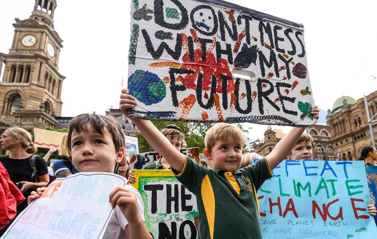 Young people protest in Sydney, Australia, as part of the global climate strike on March 15.