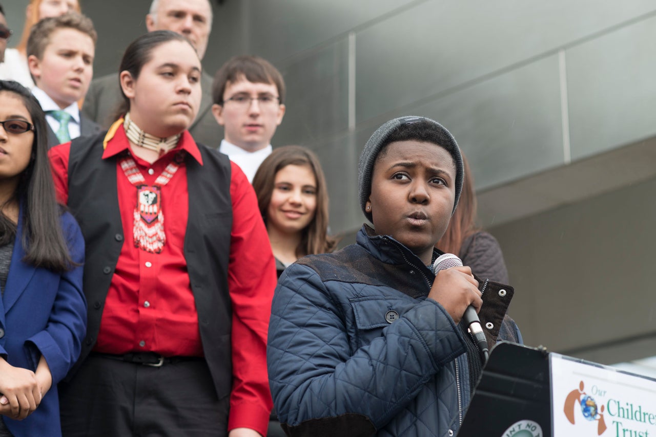 Vic Barrett speaks outside the federal court in Eugene, Oregon, in 2016.