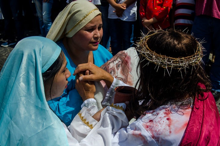 Christians act out the Stations of the Cross in Colima, Mexico.