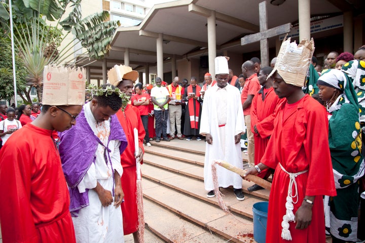 Actors perform a passion play in Nairobi on Good Friday.