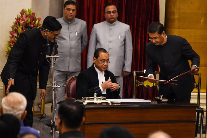 Supreme Court Justice Ranjan Gogoi at his swearing-in ceremony last year as the Chief Justice of India.