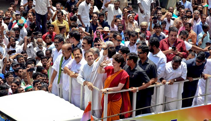 Rahul Gandhi holds a road show after filing his nomination from Wayanad. 