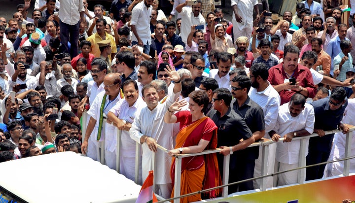 Rahul Gandhi holds a road show after filing his nomination from Wayanad.