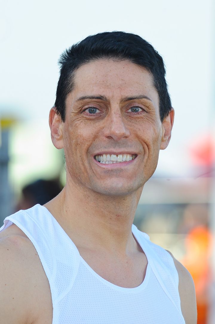 CJ pictured in 2014, when he ran the London Marathon