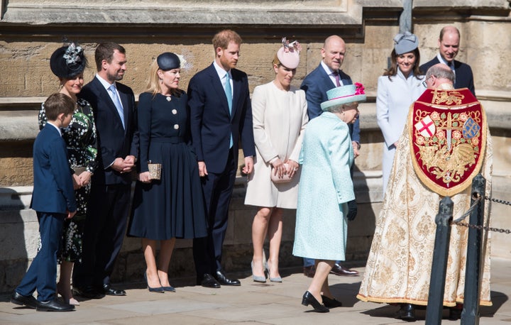 Normally, Harry would be standing right alongside Kate and William.