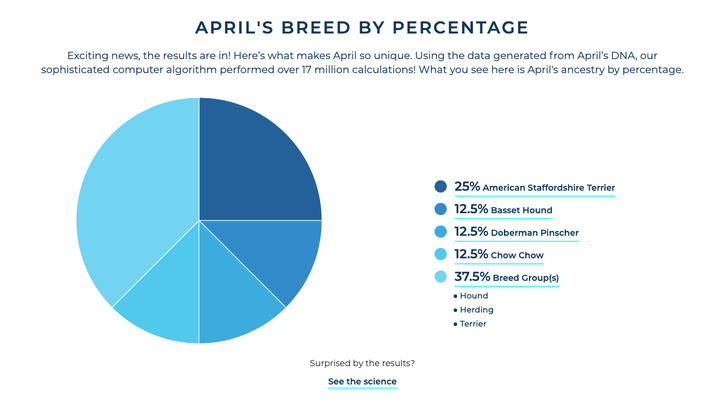 April's Wisdom Panel DNA results.