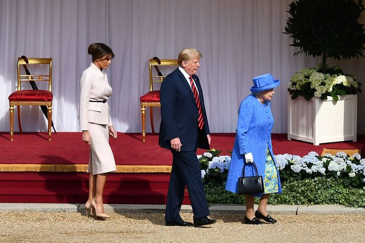 Trump and Melania with the Queen in 2018 