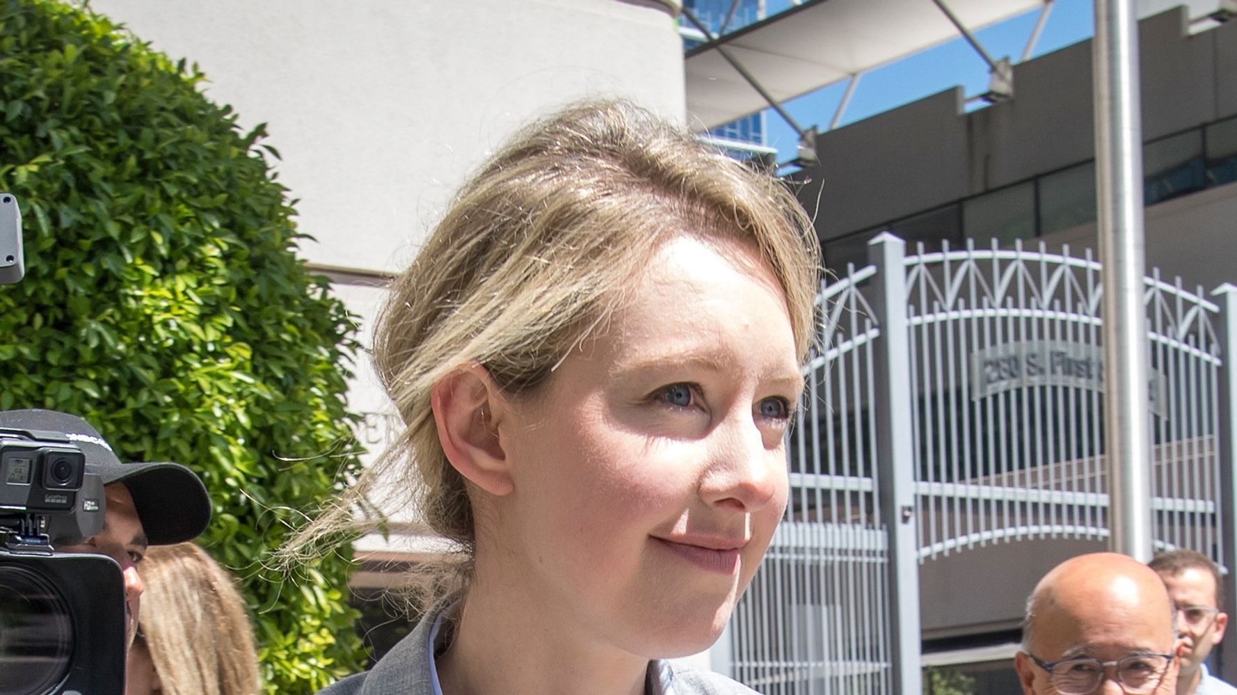 Elizabeth Holmes' Exposed Neck Makes A Rare Appearance In Court.
