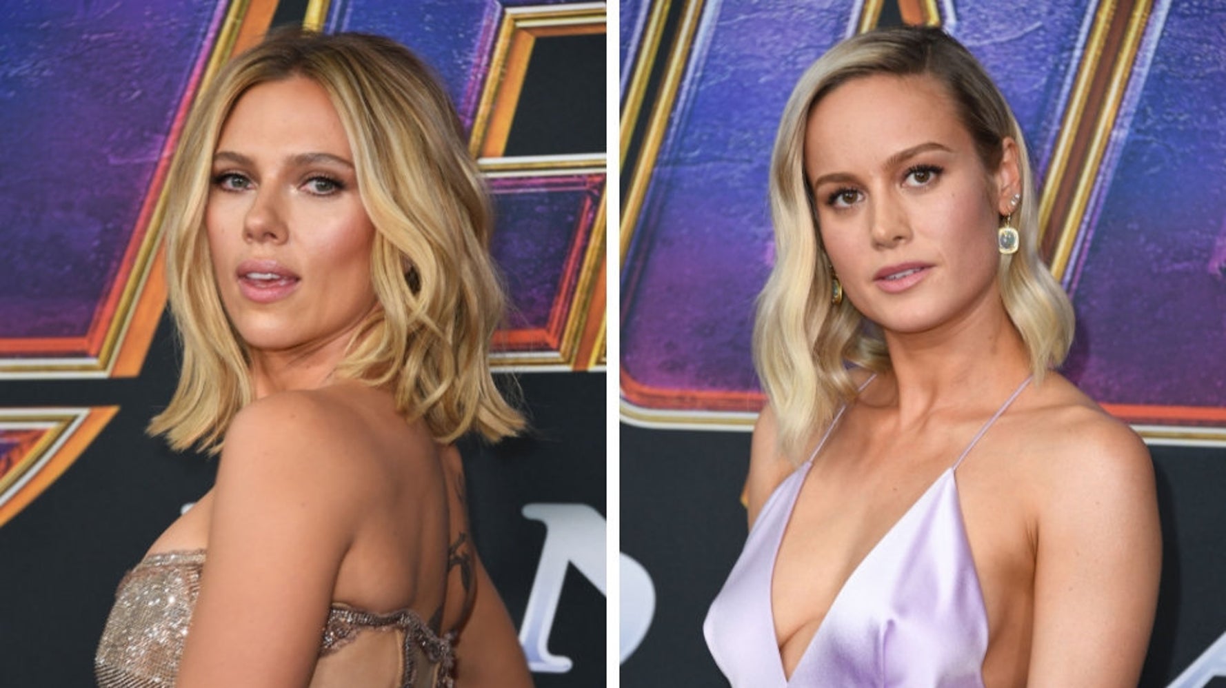 Brie Larson Scarlett Johansson Sexy Photos Scarlett Johansson And Brie Larson Wore All The Infinity Stones To ‘Endgame’ Premiere | HuffPost