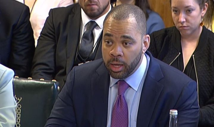 Neil Potts, Public Policy Director at Facebook, giving evidence to the Home Affaiirs Select Committee at the House of Commons, London, on the subject of hate crime and its violent consequences.