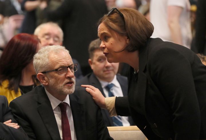 Labour Party leader Jeremy Corbyn and Sinn Fein leader Mary Lou McDonald.