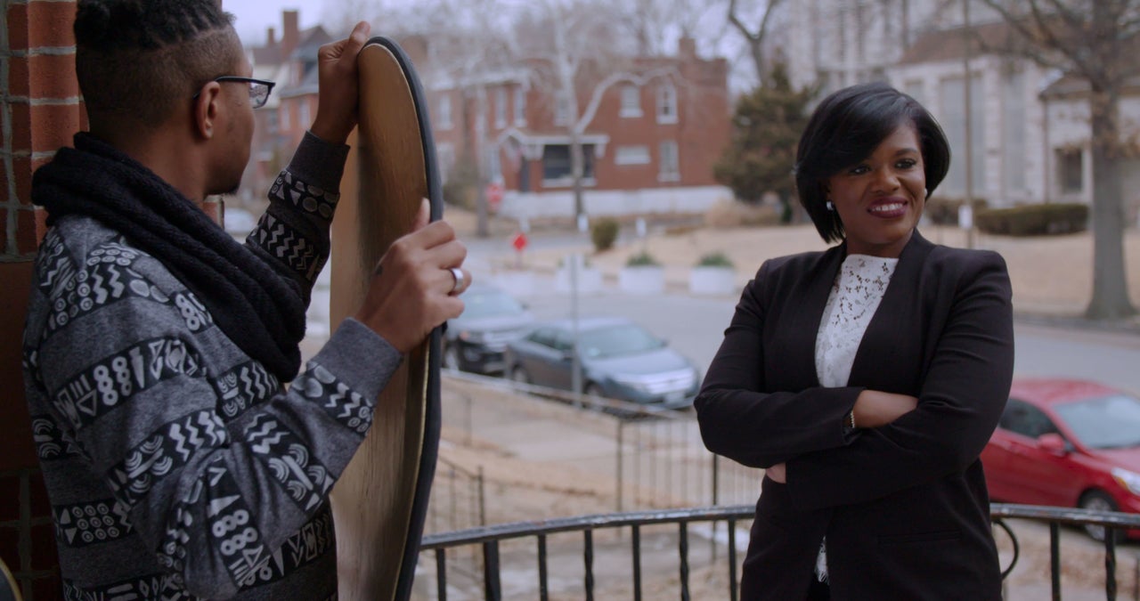 Cori Bush takes her campaign photos in a scene from "Knock Down the House."