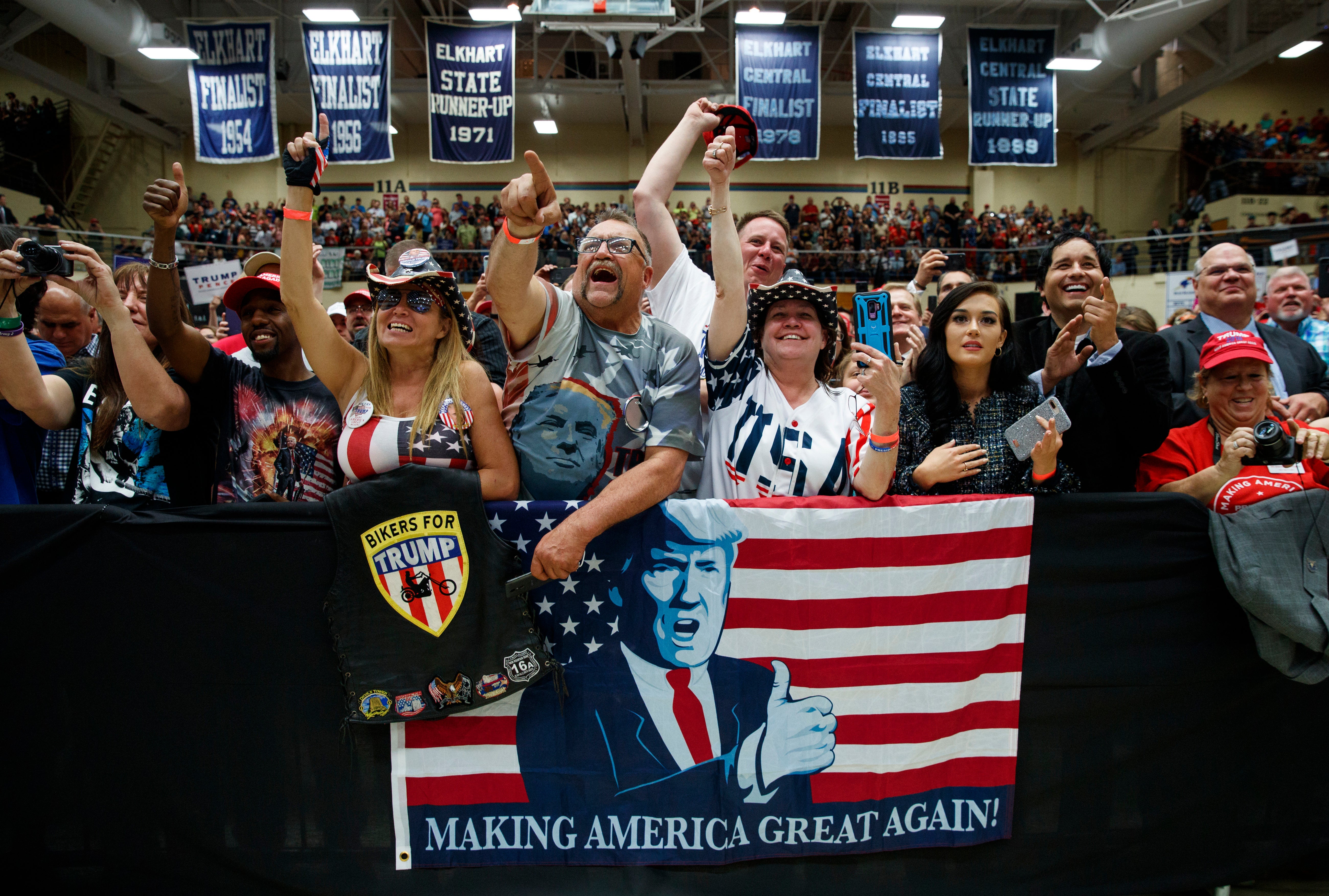 The crowd cheers as Vice President Mike Pence introduces President Trump in Elkhart, Ind., on May 10, 2018. (Photo: AP/Carolyn Kaster)