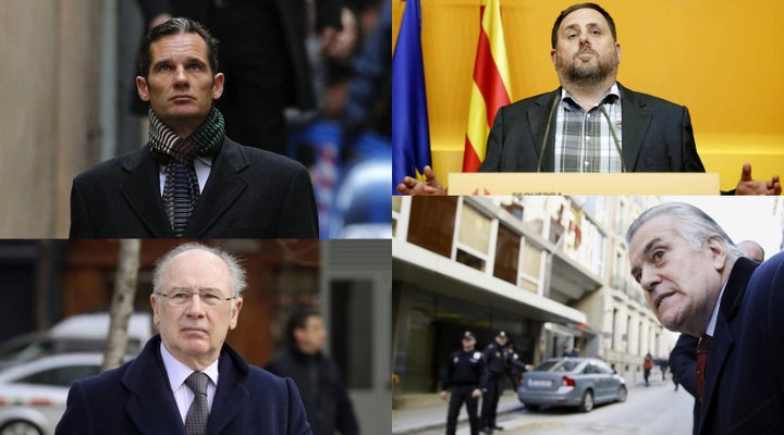 Iñaki Urdangarin, Oriol Junqueras, Rodrigo Rato y Luis Bárcenas.