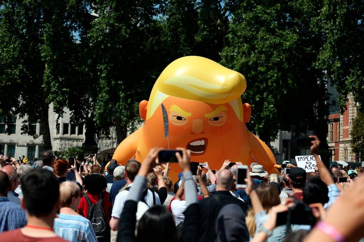 The cartoon baby blimp of President Donald Trump was flown as a protest against his visit to London in July 2018. 