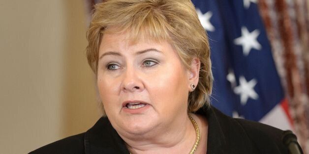 Norway's Prime Minister Erna Solberg speaks during a luncheon at the US Department of State on May 13, 2016 in Washington, DC. / AFP / Brendan Smialowski (Photo credit should read BRENDAN SMIALOWSKI/AFP/Getty Images)