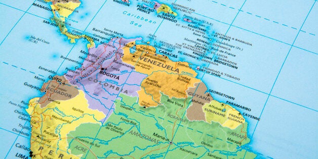 Map of Venezuela,Colombia,Ecuador and Peru.