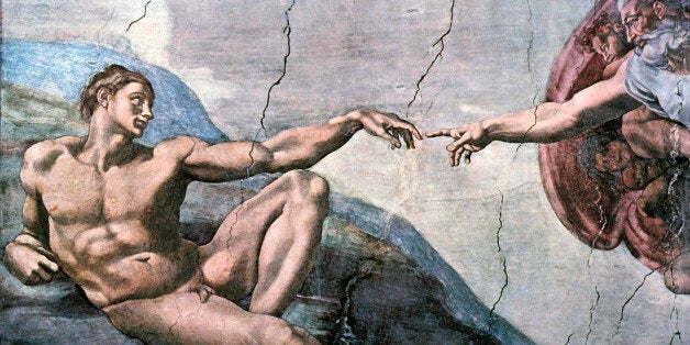 God Creates Adam, Sistine Chapel, The Vatican, Michelangelo, Fresco, 1508-11. (Photo by: Universal History Archive/UIG via Getty Images)