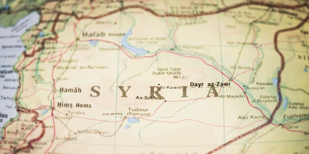 Map of the middle-east region of Syria - outer edges blurred to increase focus on the center of the image.