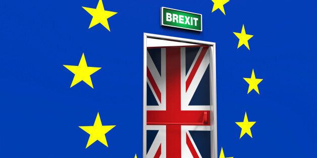 Brexit Door Illustration isolated on white background. 3D render