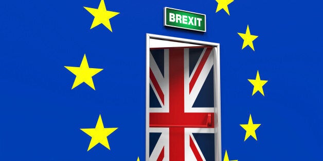Brexit Door Illustration isolated on white background. 3D render