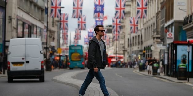 Union flags are attached between buildings along Oxford street in central london on June 27, 2016.Shares in banks, airlines and property companies plunged on the London stock exchange Monday as investors singled out the three sectors as being the most vulnerable to Britain's decision to leave the EU. / AFP / ODD ANDERSEN (Photo credit should read ODD ANDERSEN/AFP/Getty Images)