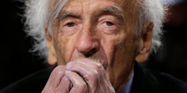 Nobel Peace Laureate Elie Wiesel is seen before participating in a roundtable discussion on "The Meaning of Never Again: Guar