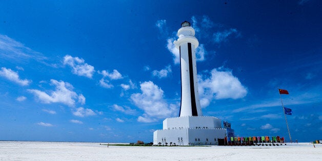 NANSHA, CHINA - APRIL 05: Image shows the lighthouse on Zhubi Reef of Nansha Islands on April 5, 2016 in China. According to Xinhua Agency, China said on Tuesday that it neither accepted nor recognized the award of an arbitral tribunal in the South China Sea arbitration established at the request of the Philippines. (Photo by Li Jin/VCG via Getty Images)