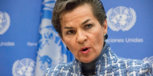 UNITED NATIONS HEADQUARTERS, NEW YORK, NY, UNITED STATES - 2016/01/27: Christiana Figueres briefs the press. In conjunction with the opening of the 2016 Investors Summit on Climate Change, a panel of experts, including Christiana Figueres, Executive Secretary for the UN Framework Convention on Climate Change, held a press conference at United Nations Headquarters in New York City. (Photo by Albin Lohr-Jones/Pacific Press/LightRocket via Getty Images)