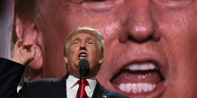 Republican presidential candidate Donald Trump addresses delegates at the end of the last day of the Republican National Convention on July 21, 2016, in Cleveland, Ohio. / AFP / Timothy A. CLARY (Photo credit should read TIMOTHY A. CLARY/AFP/Getty Images)