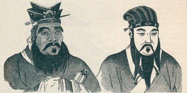 Chinese portraits of Confucius and his great follower Mencius, 1907. From Harmsworth History of the World, Volume 1, by Arthur Mee, J.A. Hammerton, & A.D. Innes, M.A. (Carmelite House, London, 1907)(Photo by The Print Collector/Getty Images)