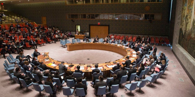 United Nations Special Coordinator for the Middle East Peace Process Nickolay Mladenov, left, addresses a Security Council me