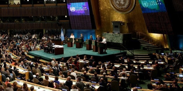 Candidates vying to be the next United Nations Secretary General debate in the General Assembly at U.N. headquarters in Manha
