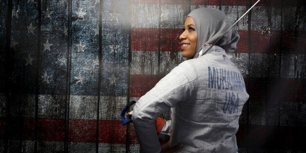 U.S. Olympic team fencer Ibtihaj Muhammad poses for a portrait at the U.S. Olympic Committee Media Summit in Beverly Hills, Los Angeles, California, March 9, 2016. REUTERS/Lucy Nicholson