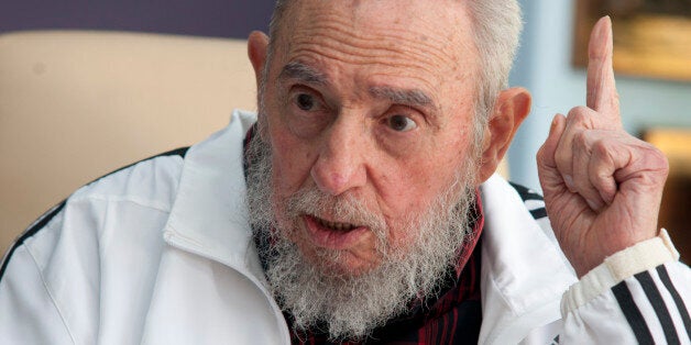 FILE - In this July 11, 2014 file photo, Cuba's Fidel Castro speaks during a meeting with Russia's President Vladimir Putin,