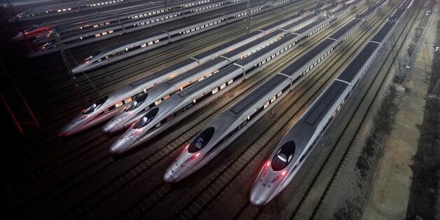 China Railway High-speed Harmony bullet trains are seen at a high-speed train maintenance base in Wuhan, Hubei province, early December 25, 2012. REUTERS/Stringer/File photo CHINA OUT. NO COMMERCIAL OR EDITORIAL SALES IN CHINA
