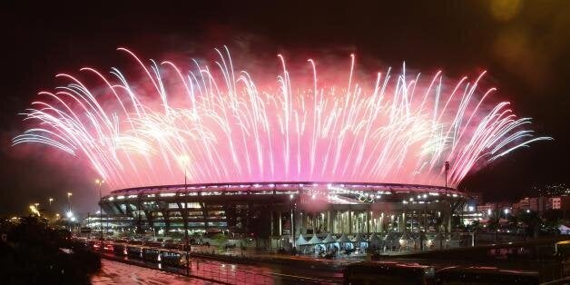 2016 Rio Olympics - Closing ceremony - Maracana - Rio de Janeiro, Brazil - 21/08/2016. Fireworks explode during the closing ceremony. REUTERS/Fernando Donasci