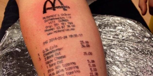 Stian Ytterdahl 18 Enne Norvegese Si Fa Tatuare Sul Braccio Lo Scontrino Di Mc Donald S Che Lo Nomina Cliente Fedele Foto L Huffpost