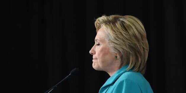 Democratic presidential candidate Hillary Clinton speaks at a campaign event in Reno, Nevada on August 25, 2016. Clinton remarked that her opponent, Republican presidential candidate Donald Trump, runs a campaign based on prejudice and paranoia. / AFP / JOSH EDELSON (Photo credit should read JOSH EDELSON/AFP/Getty Images)