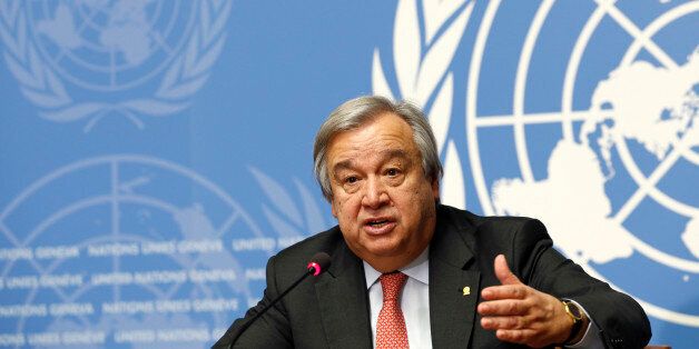 Antonio Guterres, United Nations High Commissioner for Refugees (UNHCR) addresses a news conference at the United Nations in Geneva, Switzerland December 18, 2015. REUTERS/Denis Balibouse 